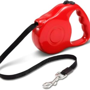Guia Retrátil Coleira Para Pet Cachorro Cães Gatos, 5 Metros Com Trava De Segurança, Coleira Retrátil Guia Retratil Para Animais De Estimação, Guia De Passeio Com Pet Qualidade Premium (VERMELHO)
