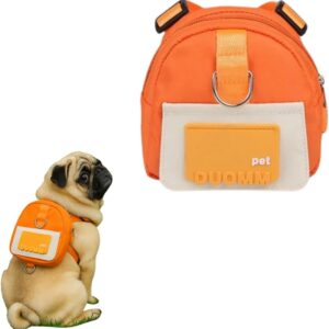 Coleira mochila com guia para cães. Com dispensador de saquinhos para fezes. Ajustável para cães pequeno e médio porte – ideal para viagens, trilhas e passeios diários. (Laranja)