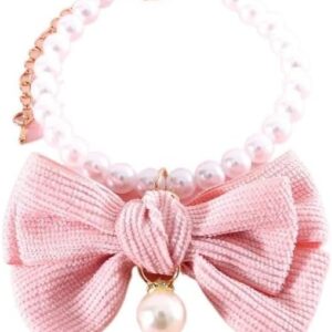 Colar para animais de estimação, pérolas falsas, acessórios para animais de estimação, coleira de cachorro fofa, suprimentos para caminhadas ao ar livre, colar de gato antiasfixia, P, rosa)