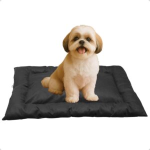 Cama Caminha Colchonete Preto Médio 80x60cm para Cachorro e Gato de Suede Lavável Almofada Pet Macia Confortável