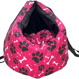Dog Bolsa de Transporte 2 em 1 Amora Pop, Cama Iglu Pet Impermeável, Avelã com Estampa (Pink)