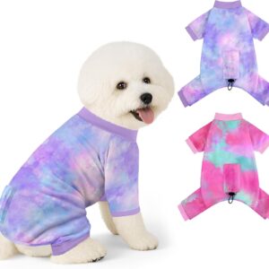 Pacote com 2 pijamas para cães pequenos, roupas para cachorros, macacões para filhotes