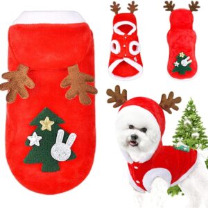 Fantasias de Natal para cães, casaco para clima frio para animais de estimação, roupa de filhote de Papai Noel e rena, roupa de inverno com capuz e colete quente, macacão para cães pequenos, médios