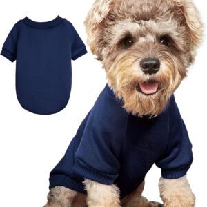 Suéter de cachorro para cães pequenos, roupas quentes de inverno para gatos, moletom para animais de estimação, roupas para cães e gatinhos (pequeno, azul marinho)