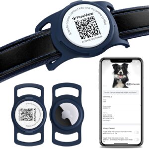 Suporte de coleira para cães AirTag com código QR, suporte de coleira AirTag para gatos - Alerta de digitalização | Localização instantânea | Perfil on-line do animal de estimação |