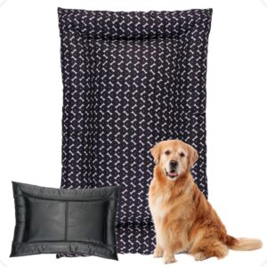 Colchonete Colchão Grande Pet Cachorro e Gato Impermeável 120x70cm (Preto Ossinho)