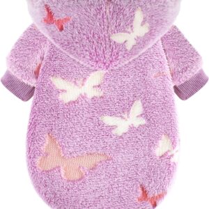 Suéter de cachorro para cães pequenos, meninas, meninos, roupas com capuz para cães, suéter de cachorro com brilho noturno, moletom macio e quente extra pequeno, roupas para cachorrinhos outono