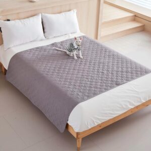 Forro de cama para animais de estimação tapete protetor antiderrapante impermeável (127 x 101 cm), cinza claro