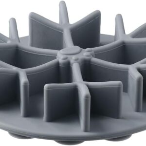 Alimentador lento para cães, forma de floco de neve, inserção de silicone, alimentador lento para cães, design prático e seguro com ventosa para cães, cinza