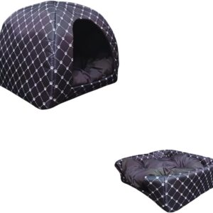 Cama Pet 2 em 1: Casinha Cabana e Toca Iglu para Cães e Gatos com Almofada Confortável. tamanho G