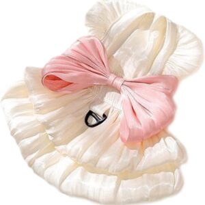 Fenteer Vestido para Gatinho com Laço: Roupa Criativa, Confortável, Adorável e Macia para o Verão, Ideal para Gatinhos, Cães de Pequeno Porte e Filhotes -