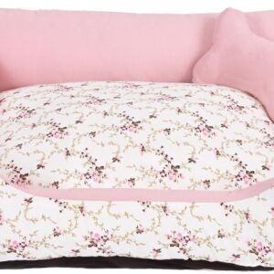 Cama para Cachorro Médio 60X50 Com Zíper Estampa Floral Rose