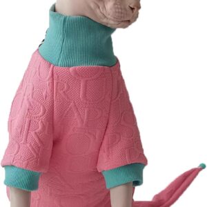 Roupas para gatos sem pelos Sphynx Roupas de pijama para gatos com chapéu capa de cauda para animais de estimação para gatos Cornish, Rex Devon Rex e Peterbald (2GG, apenas roupas)