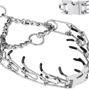 Coleira com garras para cães, coleira de treinamento de cães, tamanho ajustável, coleira antipuxão com fivela de liberação rápida para cães pequenos, médios e grandes (embalada com dois elos extras)
