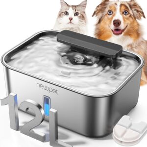 Fonte de Água para Gatos em Aço Inoxidável 304-12L para Interior,Bebedouros e Acessorios para Gatos, Silenciosa, Bivolt