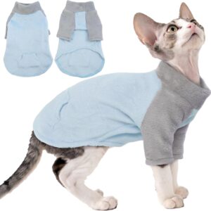 PUMYPOREITY Suéter para gato Sphynx, roupas de gato de lã coral macia, azul, PP