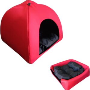 Cama Pet 2x1: Casinha Cabana e Toca Iglu com Almofada Confortável para Cães e Gatos - Versatilidade e Conforto em um Único Produto - G