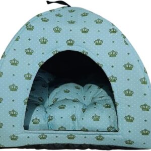 Cama Pet 2x1 Casinha Cabana Toca Iglu Almofada Cães Gato M coroa:verde