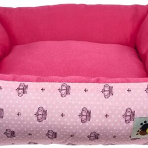 Cama Cachorro Gato Caminha Pet Macia Confortável Zíper Tamanhos P M G (Quadrada M, Coroa Rosa)