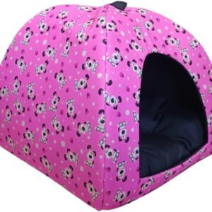 Cama Pet 2x1 Casinha Cabana Toca Almofada Cães Gato Coroa G cor:coroa rosa