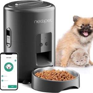 NEWPET 2L Mini Comedouro Automático para Gatos, Aplicativo Inteligente TUYA WIFI Dispenser Comida Pet Automatico, Potes e Tigelas para Cães