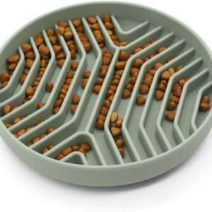 Tigela de silicone para cães Slow Feeder com base de sucção, dobrável (verde)