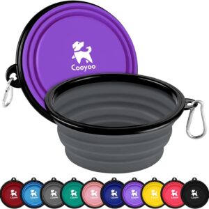 COOYOO Tigela dobrável para cães, pacote com 2 tigelas de água dobráveis para cães e gatos, prato portátil para alimentação de animais de estimação para caminhadas, estacionamento, viagens com 2