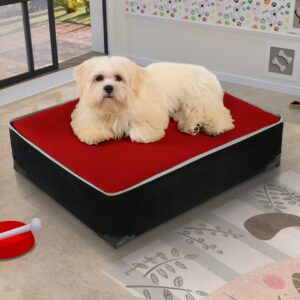 Cama Pet Cachorro Box Almofada Cor Vermelha - Caminha Cachorro e Gato - Kazza Shop