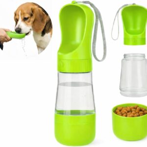 Garrafa de Agua Pet Portatil 2 em 1 para Cachorros e Gatos Bebedouro e Comedouro Anti Vazamento Ideal para Passeios e Viagens 320ml Agua 170ml Racao Sortido