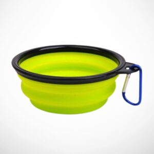 Comedouro Bebedouro Tigela Retrátil Silicone para Passeio de Cachorro Cães Gatos Pet com Mosquetão Prático (AMARELO)