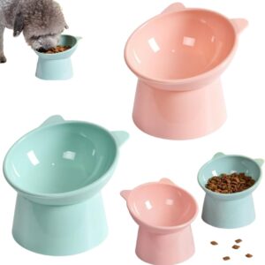 Kit Comedouro Bebedouro Elevado Ergonomico para Gato Pet Kit com 02 unidades (Verde)