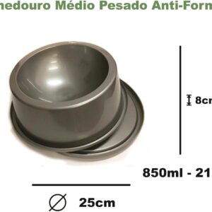 Comedouro/Bebedouro Pesado Aluminizado com Fundo Removível | 850 ou 1400 ML | Ideal para Pet Grande Porte | Plástico Resistente (850ml)