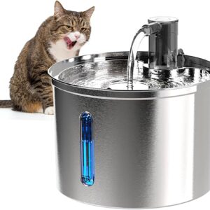 Bebedouro Fonte Água 3L Filtro Silenciosa Inox Para Gatos Cães Filtragem Automática, Fonte de água para Gatos-Janela de nível de água,Bivolt