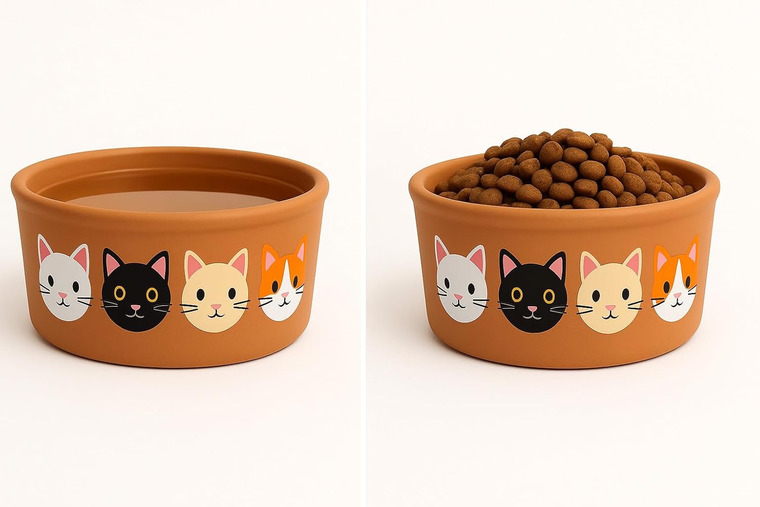 Kit Comedouro para Gatos em Barro Pintado à Mão – Artesanal, Decorativo e Prático, 750ml(1 Comedouro Ração ou Agua)