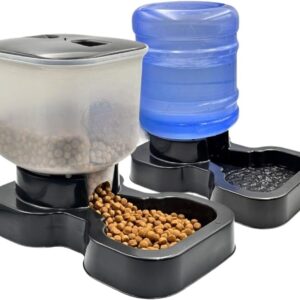 Kit Comedouro e Bebedouro Automático Pet 10L + 8L | Alimentador para Cães e Gatos Médio e Grande Porte(PRETO - KITMENPLAST)