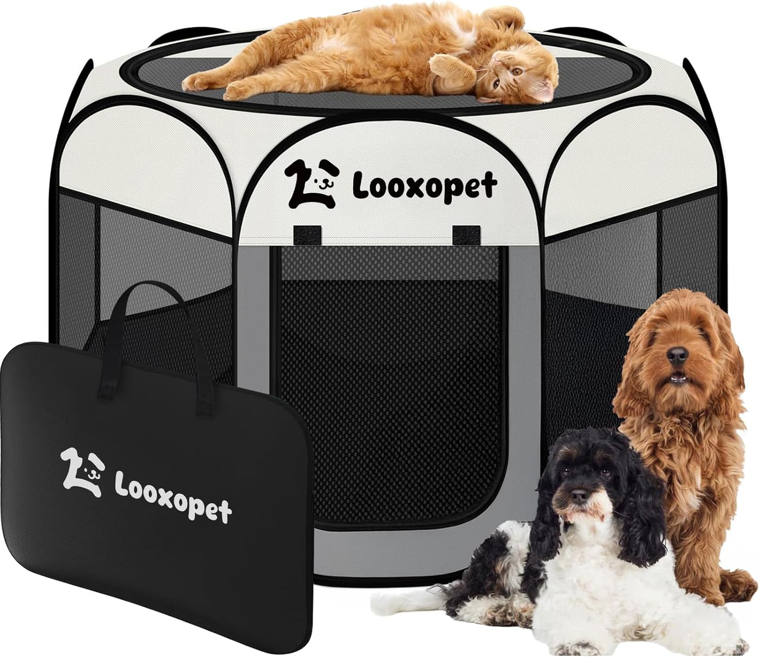 Cercado para Cachorros Grande,Cercadinho Pet Dobrável para Cachorros 114x114x58 cm