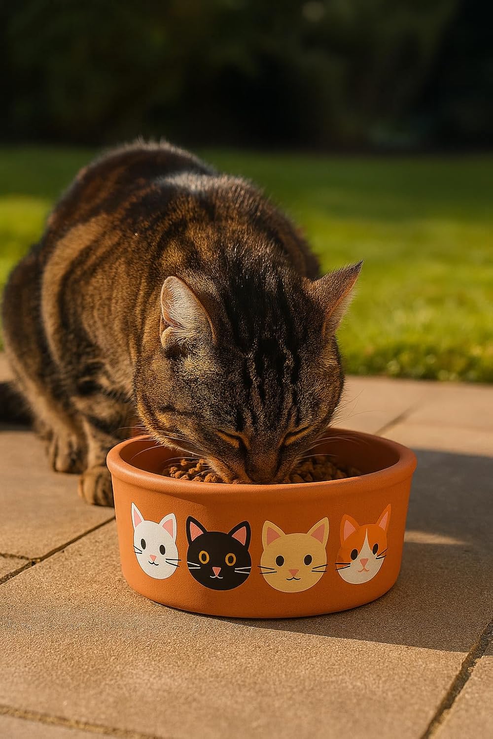 Kit Comedouro para Gatos em Barro Pintado à Mão – Artesanal, Decorativo e Prático, 750ml(1 Comedouro Ração ou Agua) - Imagem 4