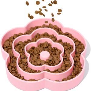 VETRESKA Tigela alimentadora lenta para cães, tigela de silicone para alimentação saudável, alimentadora lenta para filhotes, antiasfixia, tigela de alimentação lenta para cães de flor ideal para cães