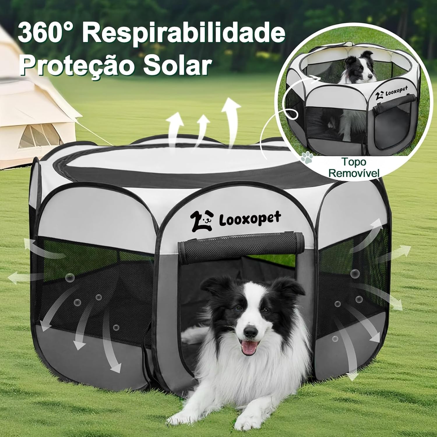 Cercado para Cachorros Grande,Cercadinho Pet Dobrável para Cachorros 114x114x58 cm - Imagem 4