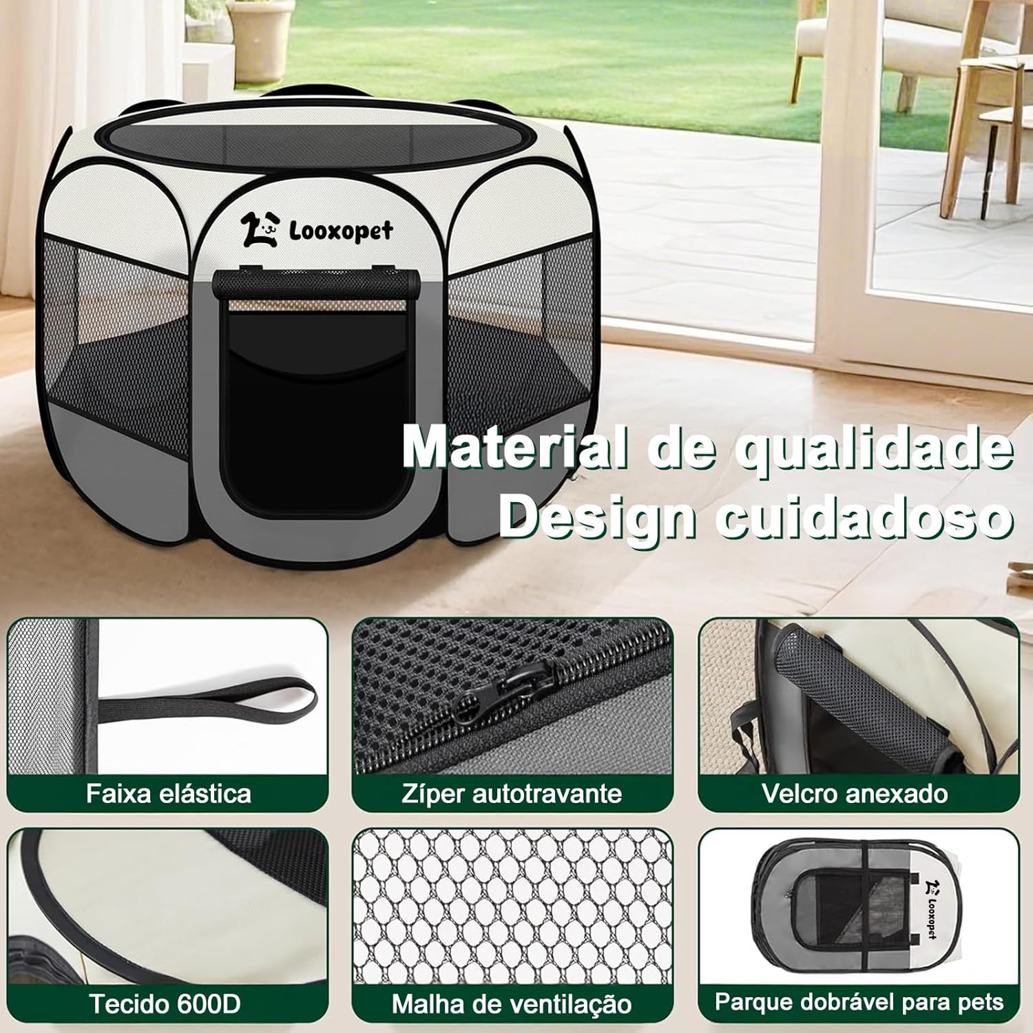 Cercado para Cachorros Grande,Cercadinho Pet Dobrável para Cachorros 114x114x58 cm - Imagem 3