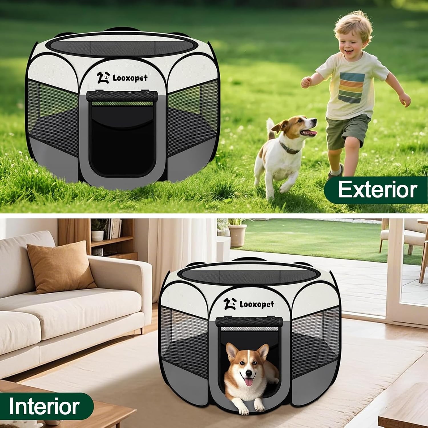 Cercado para Cachorros Grande,Cercadinho Pet Dobrável para Cachorros 114x114x58 cm - Imagem 7