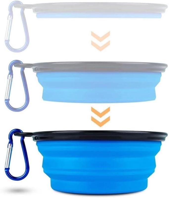 Bebedouro Comedouro Retrátil Silicone para Cachorro Cães Gato Pet Dobrável 350ml com Mosquetão - Imagem 5