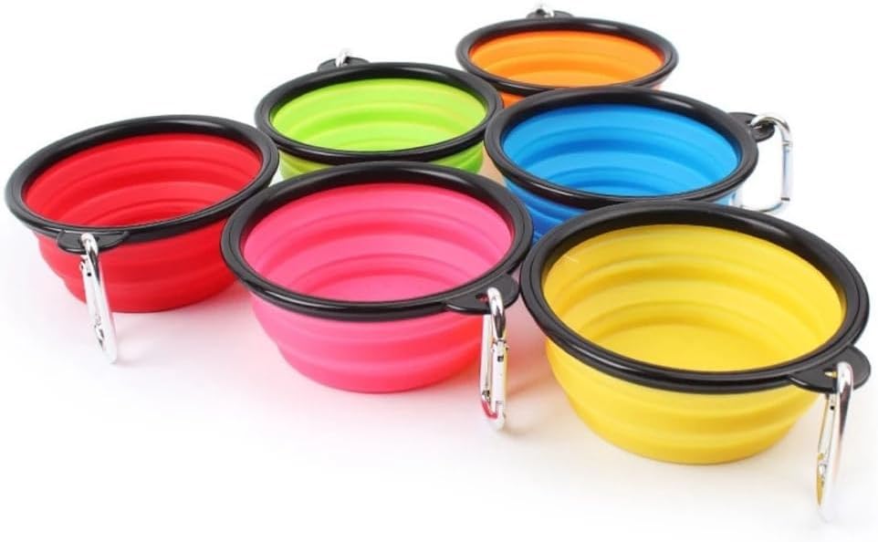 Bebedouro Comedouro Retrátil Silicone para Cachorro Cães Gato Pet Dobrável 350ml com Mosquetão - Imagem 6