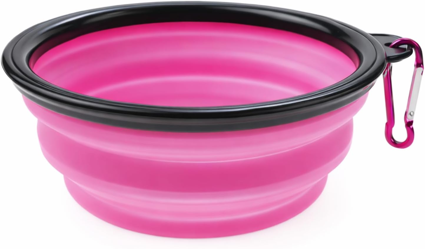Comedouro e Bebedouro Portátil Dobrável Retrátil Em Silicone 350ml Para Pets Cães Gatos Tigela Compacta Com Mosquetão Ideal Para Servir Água Ração Na Caminhada Passeios Viagens Uso Diário (Rosa)