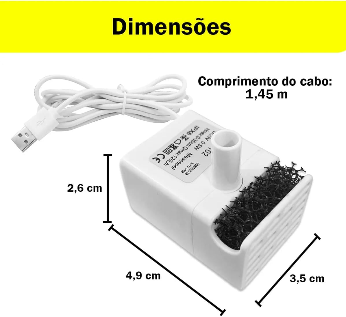 Bomba Submersa Para Bebedouro Fonte De Água Automático Pet - Imagem 5