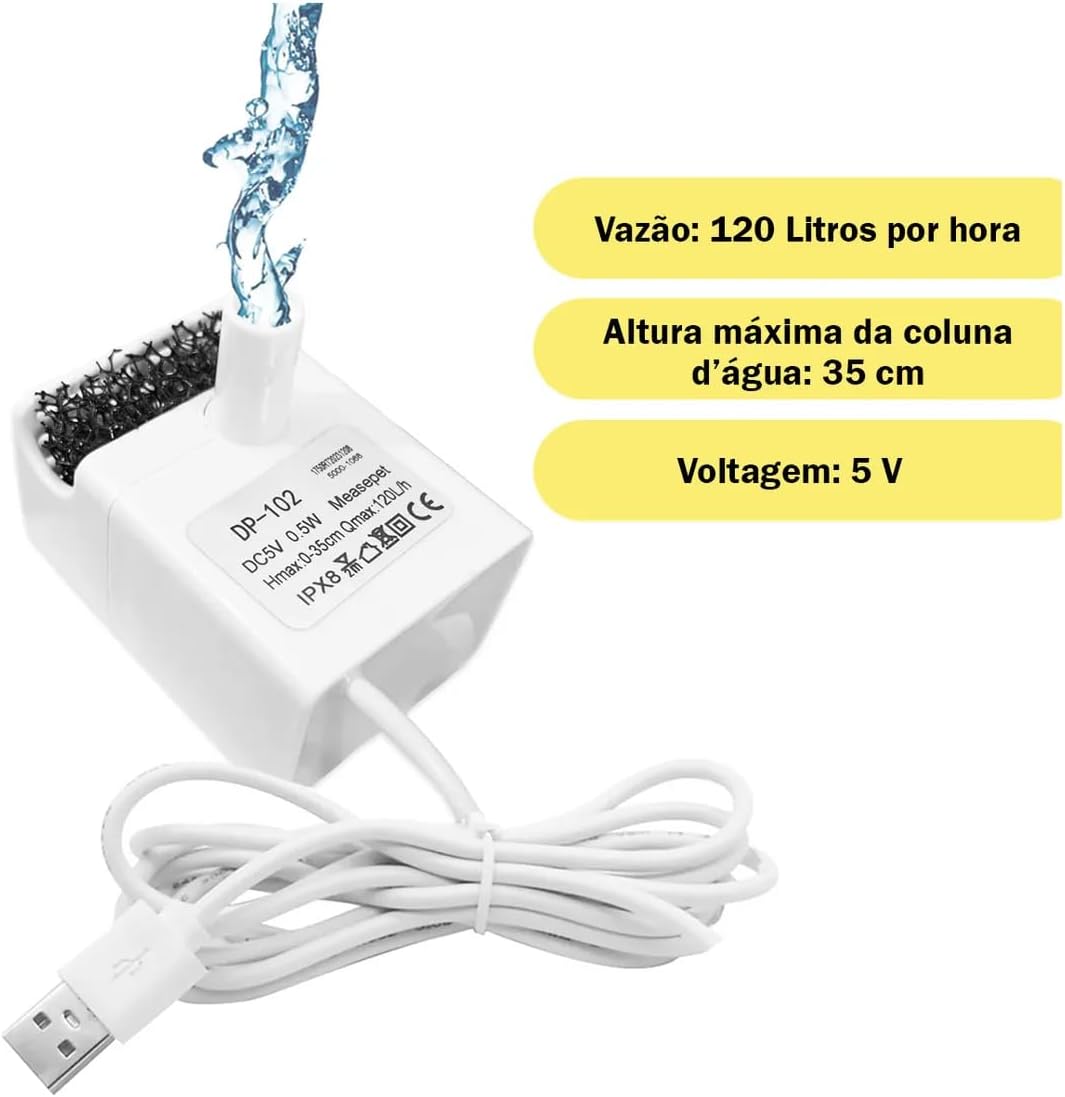Bomba Submersa Para Bebedouro Fonte De Água Automático Pet - Imagem 4