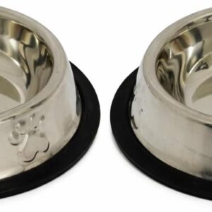 Kit 2 Potes Comedouro e Bebedouro Inox Antiderrapante para Pets – Base com Relevo Estável – Perfeito para Cães e Gatos Pequenos | Storeasy