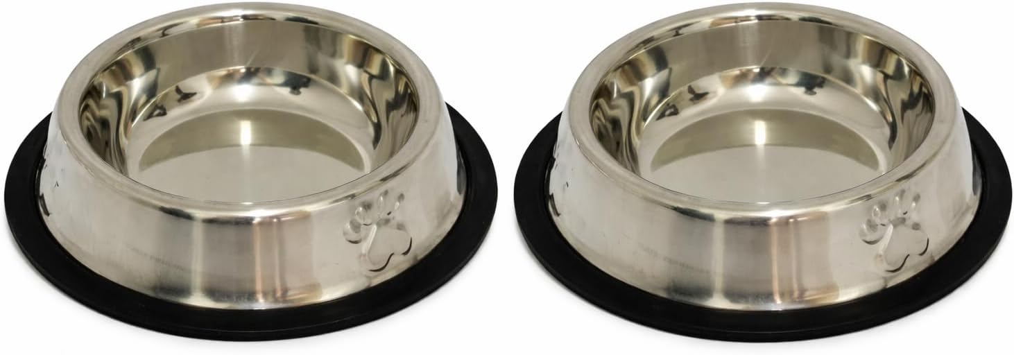 Kit 2 Potes Comedouro e Bebedouro Inox Antiderrapante para Pets – Base com Relevo Estável – Perfeito para Cães e Gatos Pequenos | Storeasy