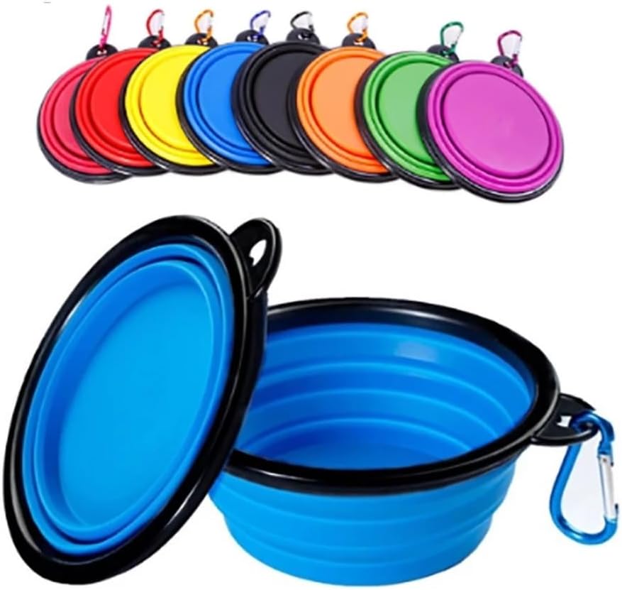 Bebedouro Comedouro Retrátil Silicone para Cachorro Cães Gato Pet Dobrável 350ml com Mosquetão