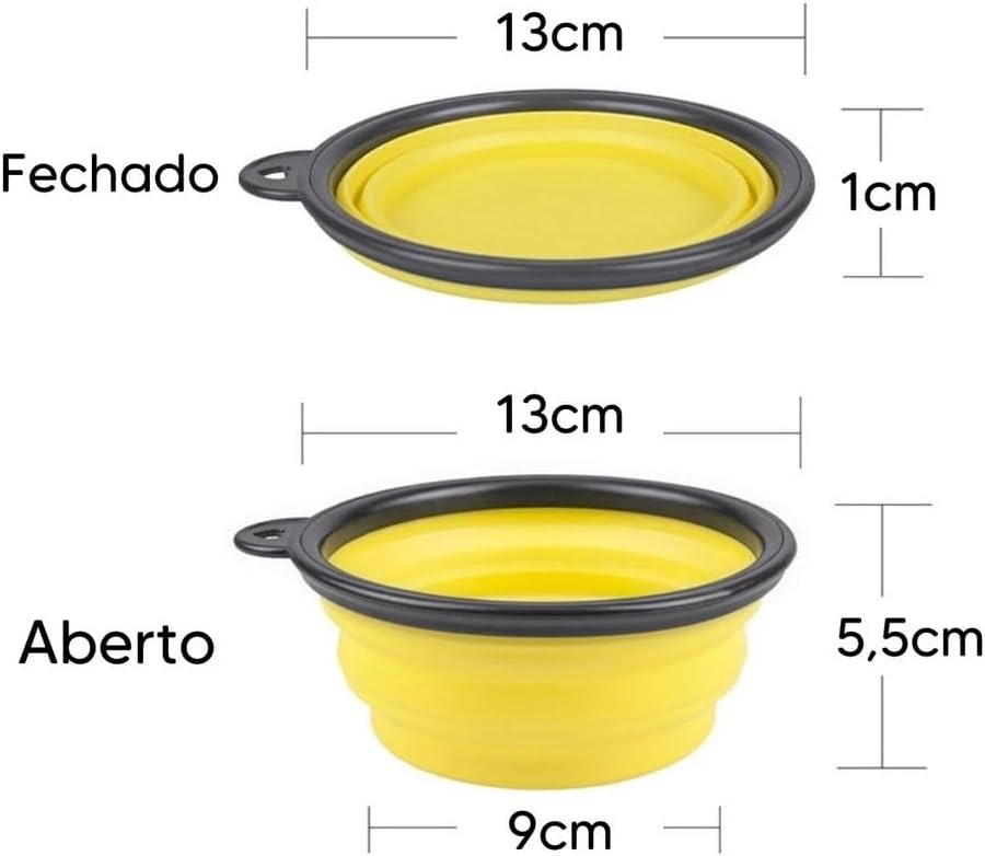 Bebedouro Comedouro Retrátil Silicone para Cachorro Cães Gato Pet Dobrável 350ml com Mosquetão - Imagem 4
